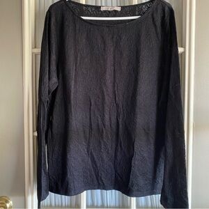 Loft lace patterned black long sleeve top